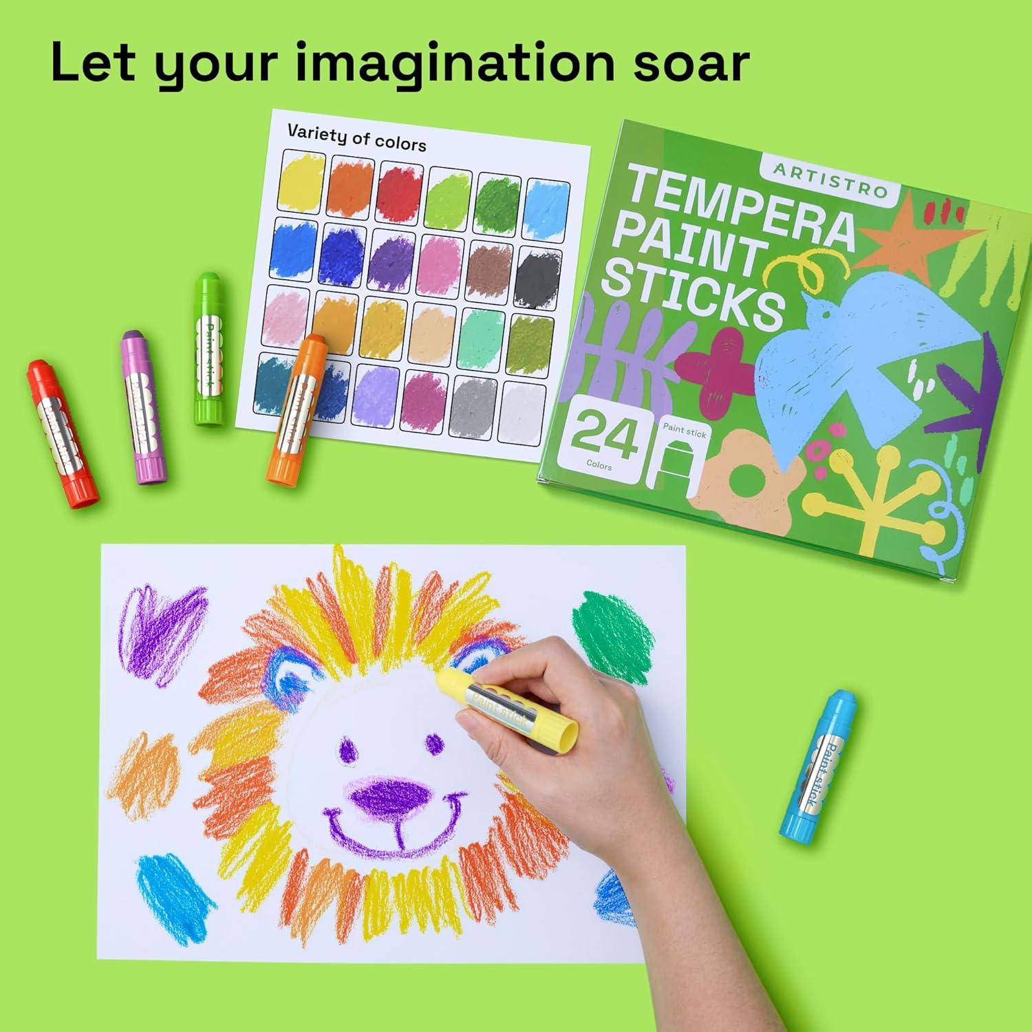 imageARTISTRO 100 Washable Tempera Paint Sticks for Kids  12 Nontoxic Paint Markers for Kids  Color Sticks with Twist Design24 Markers