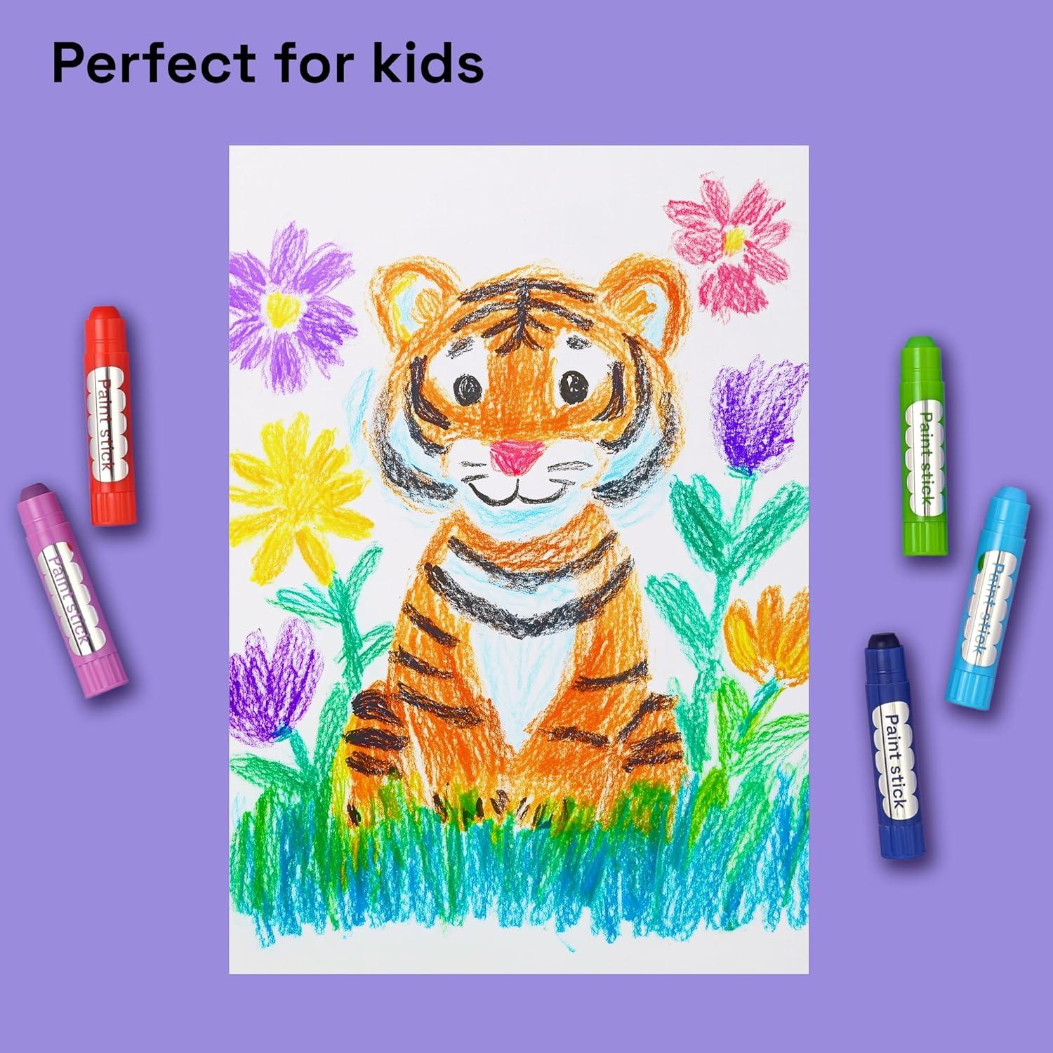 imageARTISTRO 100 Washable Tempera Paint Sticks for Kids  12 Nontoxic Paint Markers for Kids  Color Sticks with Twist Design6 Markers