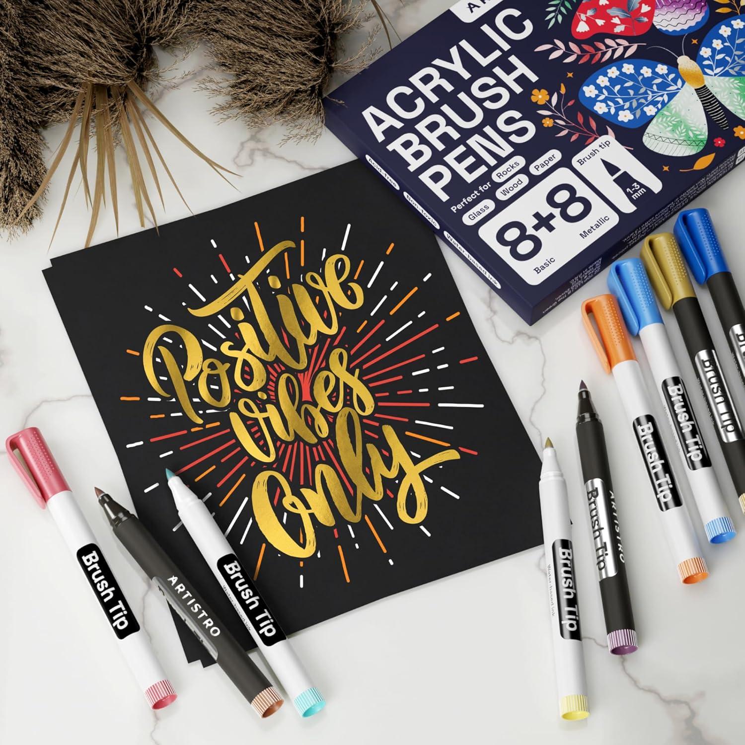 imageARTISTRO 24 Watercolor Markers with Flexible Paint Brush Pens for Pros ampamp Beginners  Consistent Smooth Bright Washable NonToxic Ideal for Coloring Calligraphy ampamp Manga16 Brush Tip