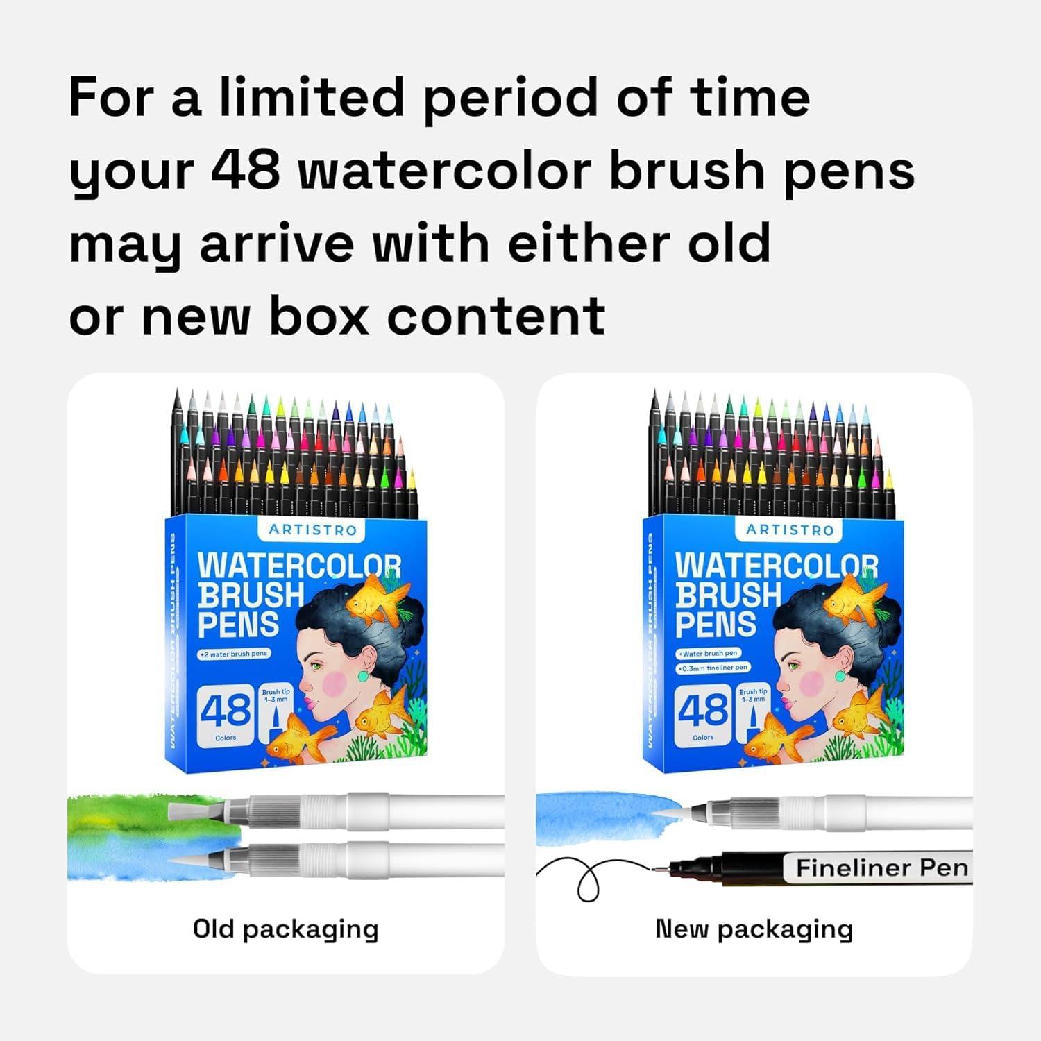 imageARTISTRO 24 Watercolor Markers with Flexible Paint Brush Pens for Pros ampamp Beginners  Consistent Smooth Bright Washable NonToxic Ideal for Coloring Calligraphy ampamp Manga48 Brush Tip
