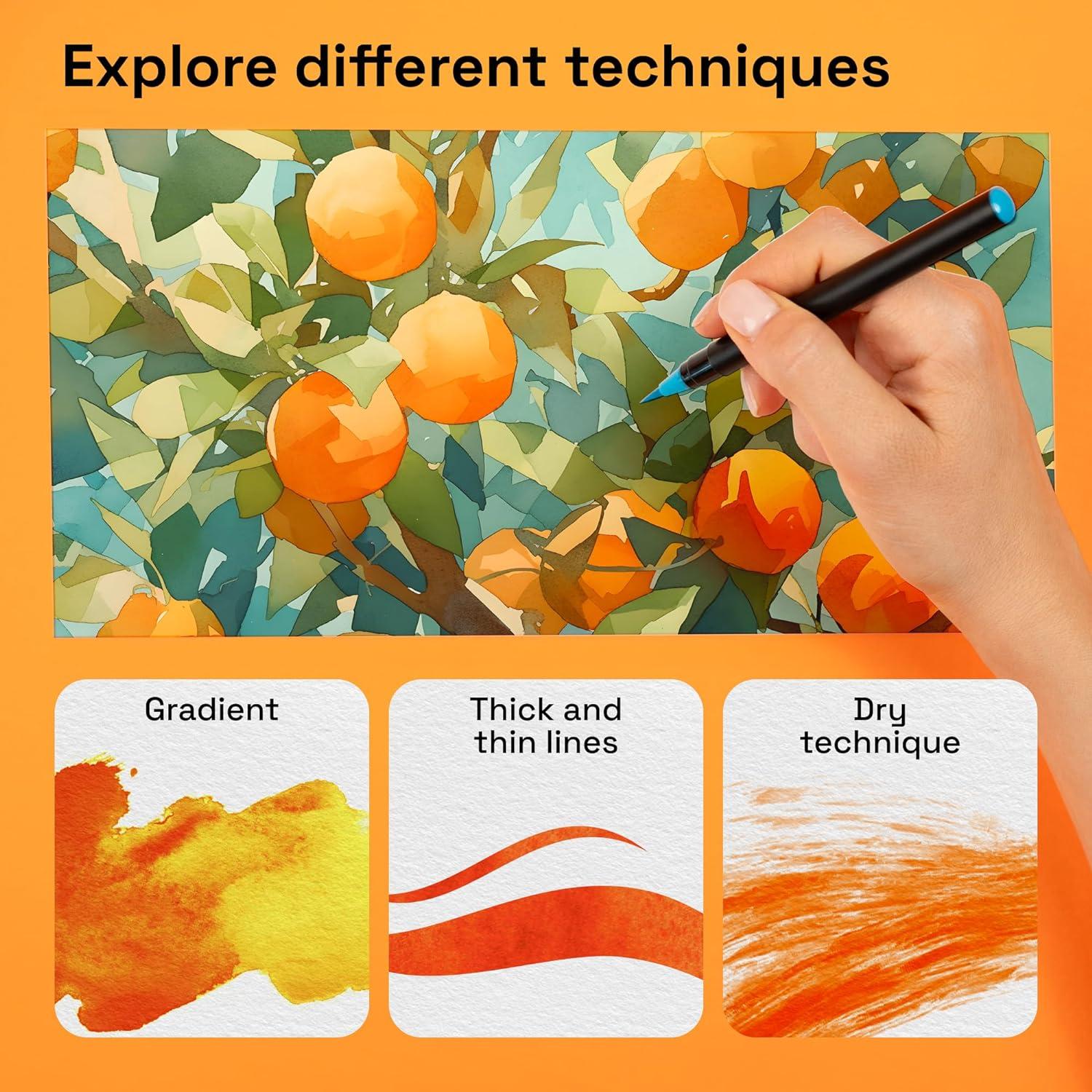 imageARTISTRO 24 Watercolor Markers with Flexible Paint Brush Pens for Pros ampamp Beginners  Consistent Smooth Bright Washable NonToxic Ideal for Coloring Calligraphy ampamp Manga100 Brush Tip