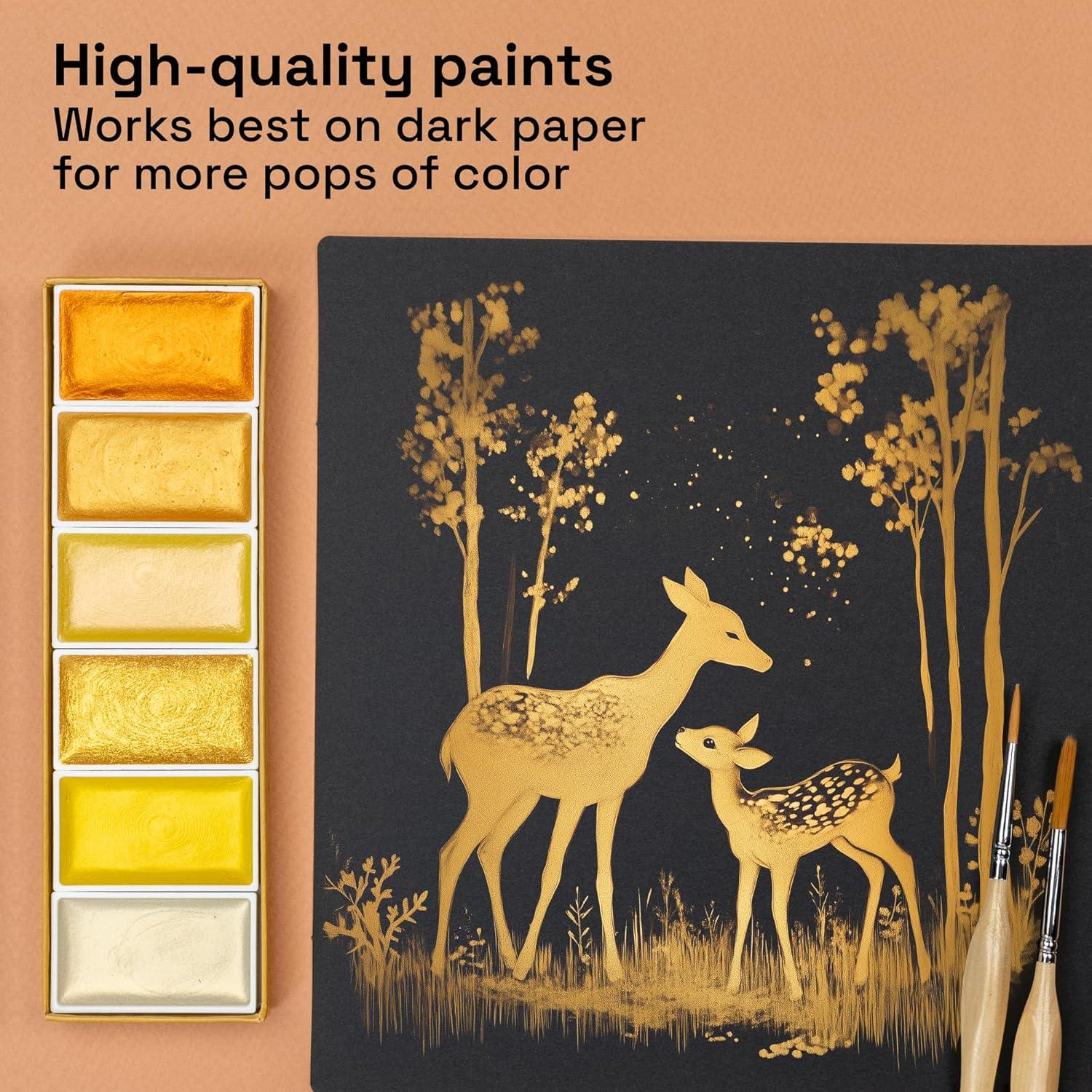 imageARTISTRO Professional Watercolor Paint Set for Adults  24 PigmentRich Colors XL Pans ASTMI Lightfastness High Tinting Strength Watercolor Set for Professionals made by ProfessionalsMetallic
