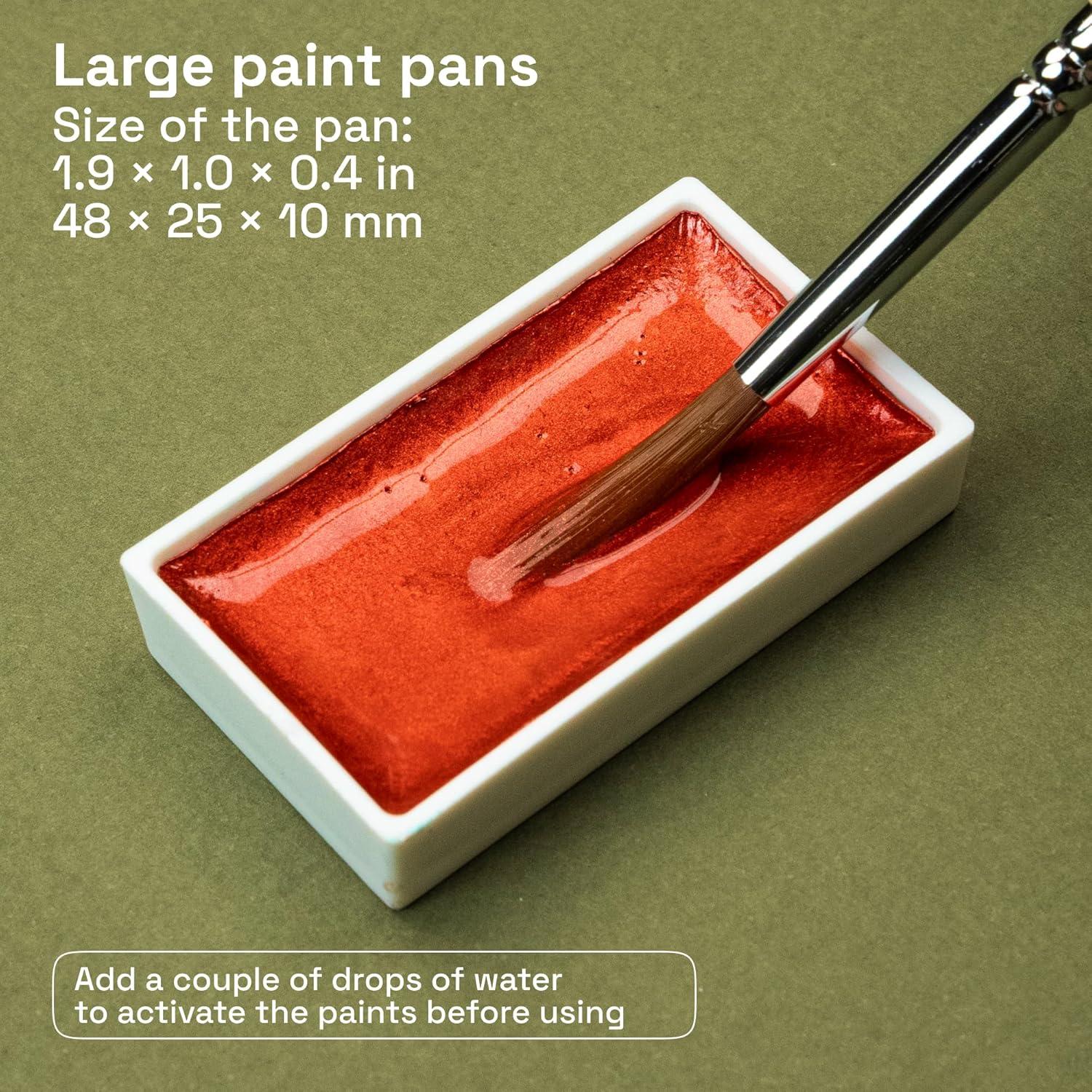 imageARTISTRO Professional Watercolor Paint Set for Adults  24 PigmentRich Colors XL Pans ASTMI Lightfastness High Tinting Strength Watercolor Set for Professionals made by ProfessionalsMetallic