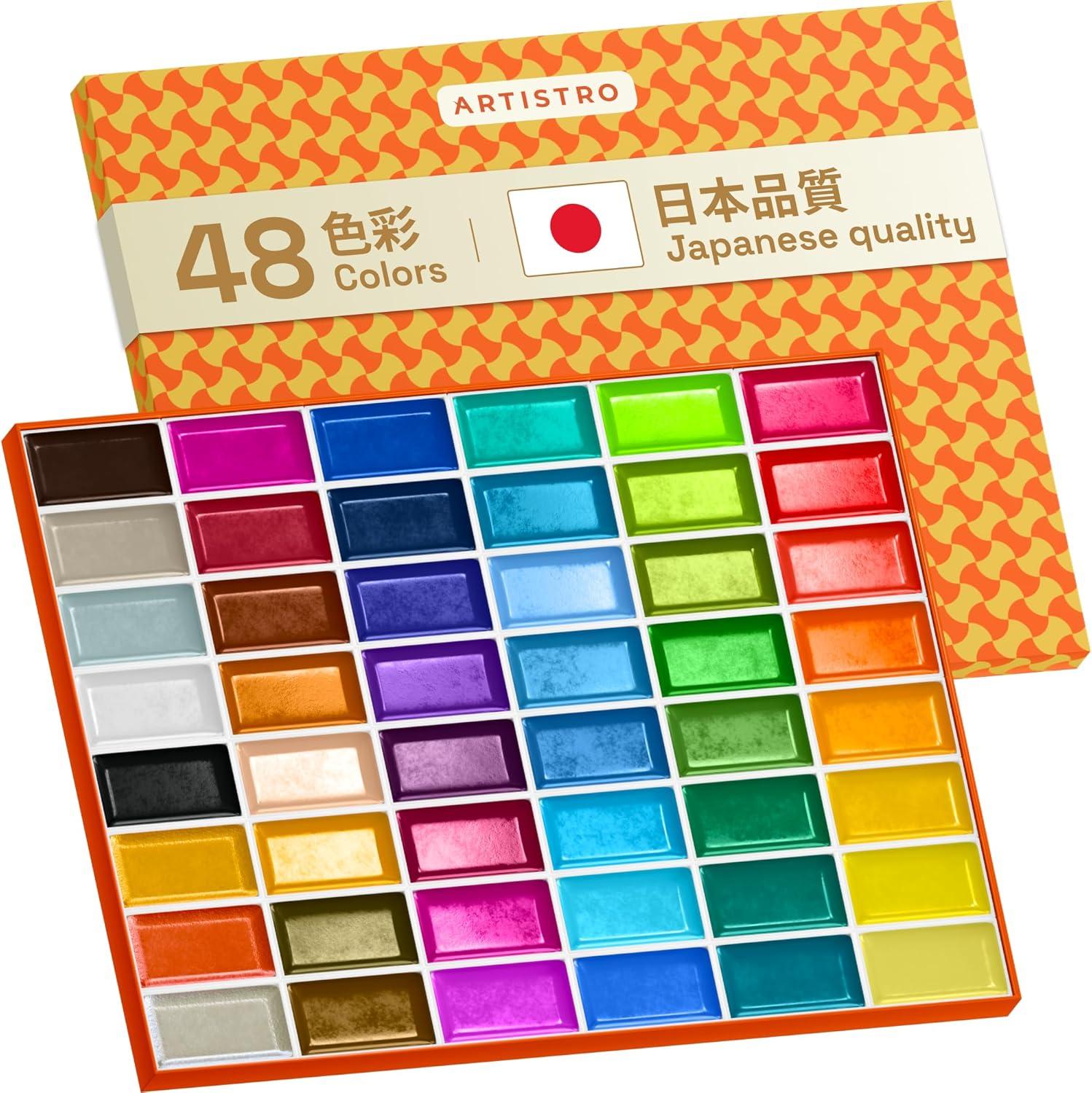 imageARTISTRO Professional Watercolor Paint Set for Adults  24 PigmentRich Colors XL Pans ASTMI Lightfastness High Tinting Strength Watercolor Set for Professionals made by ProfessionalsMulticolor