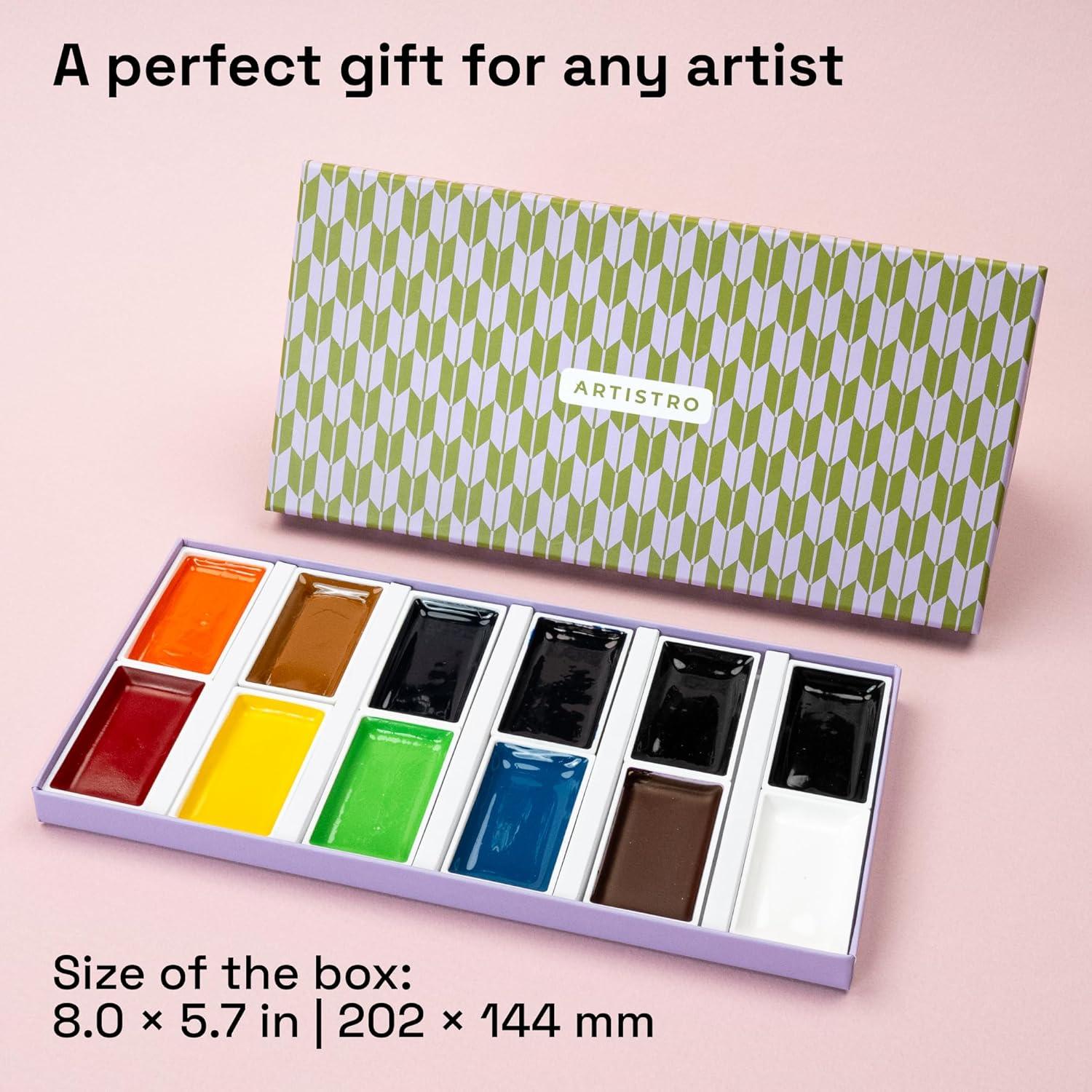 imageARTISTRO Professional Watercolor Paint Set for Adults  24 PigmentRich Colors XL Pans ASTMI Lightfastness High Tinting Strength Watercolor Set for Professionals made by ProfessionalsMulticolor