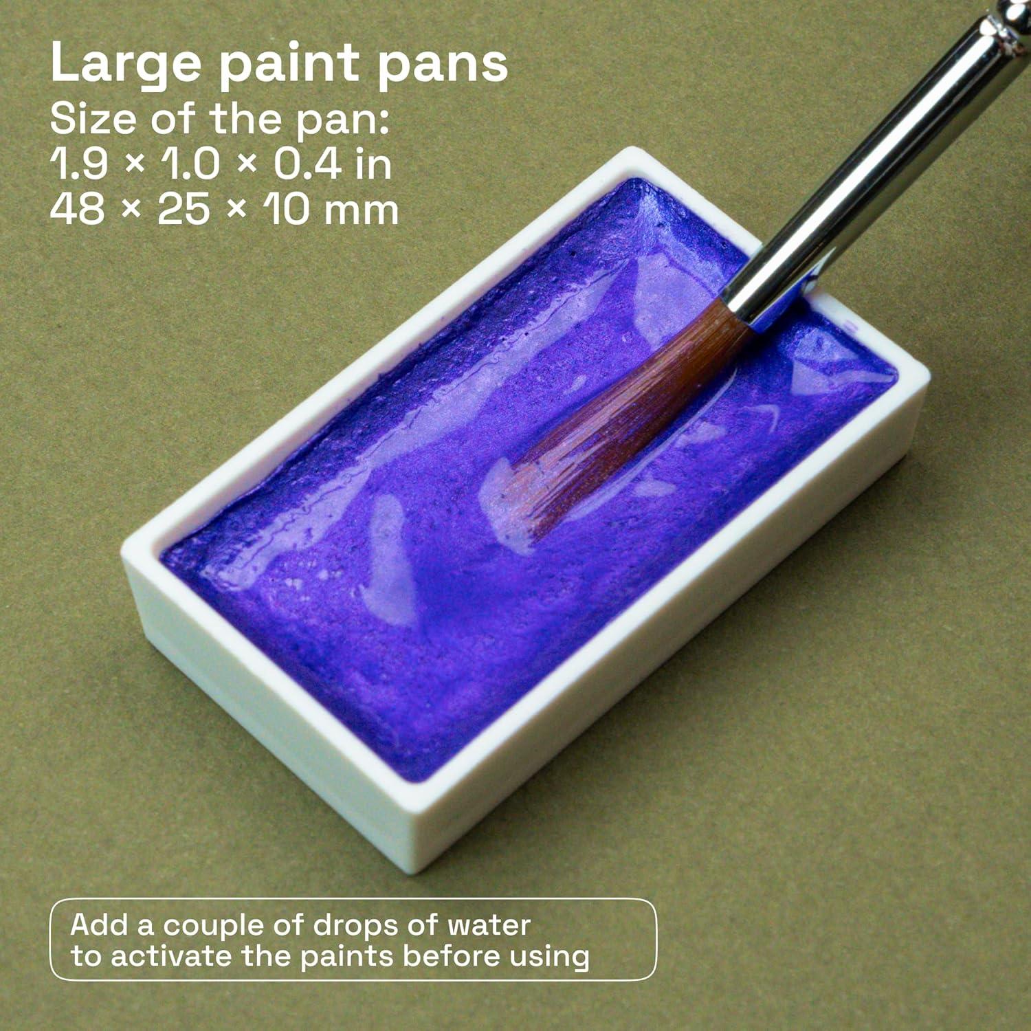 imageARTISTRO Professional Watercolor Paint Set for Adults  24 PigmentRich Colors XL Pans ASTMI Lightfastness High Tinting Strength Watercolor Set for Professionals made by ProfessionalsMetallic