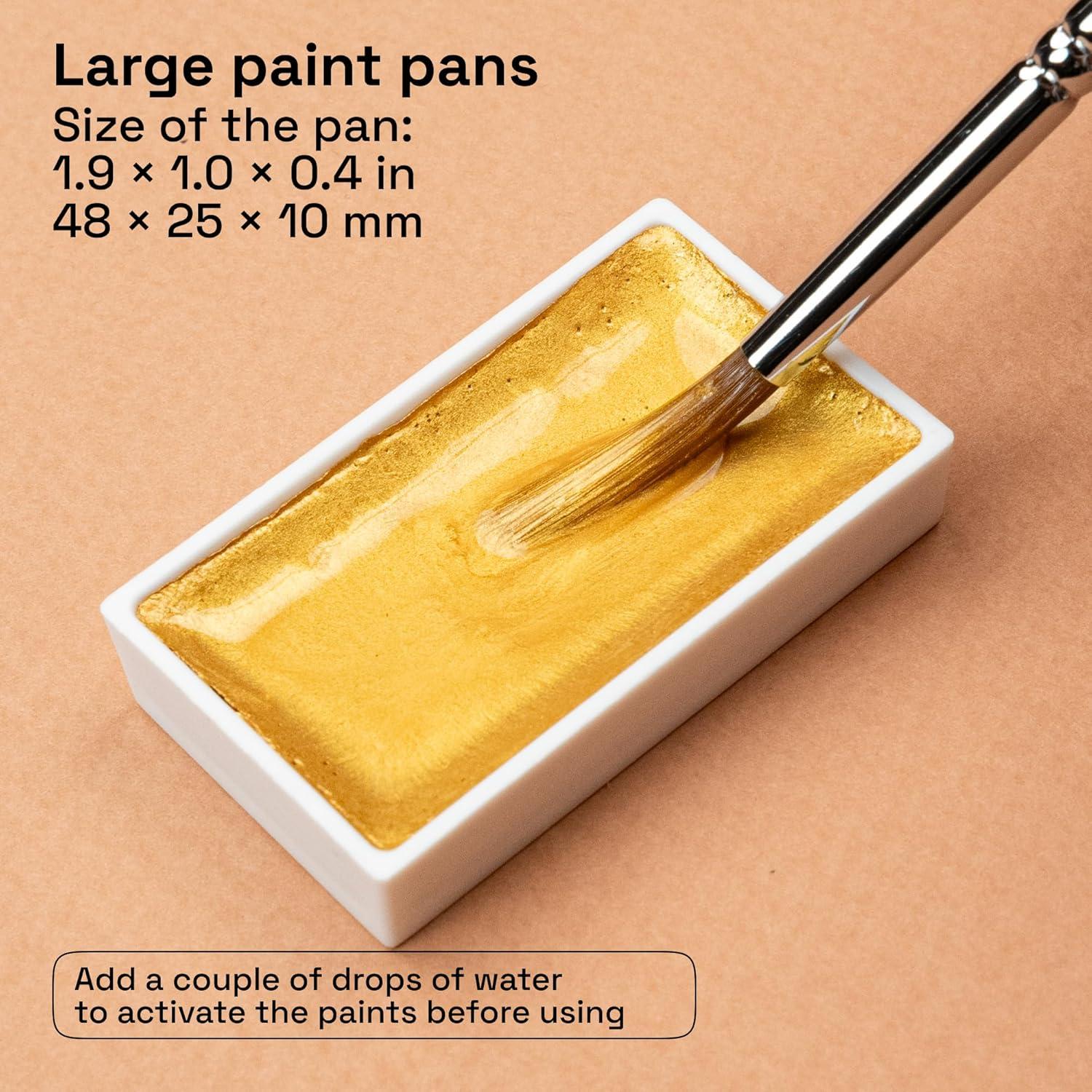 imageARTISTRO Professional Watercolor Paint Set for Adults  24 PigmentRich Colors XL Pans ASTMI Lightfastness High Tinting Strength Watercolor Set for Professionals made by ProfessionalsMetallic