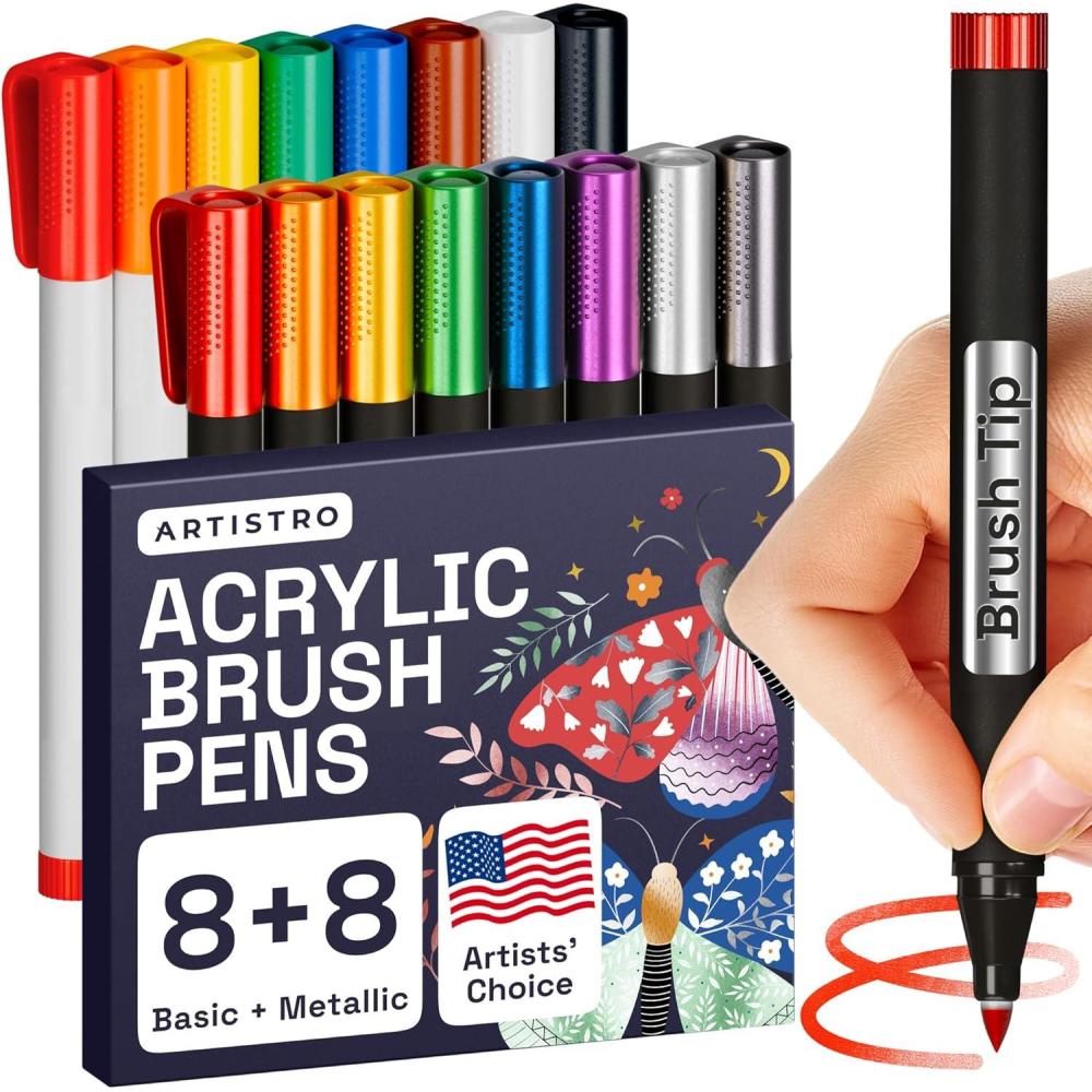 imageARTISTRO 24 Watercolor Markers with Flexible Paint Brush Pens for Pros ampamp Beginners  Consistent Smooth Bright Washable NonToxic Ideal for Coloring Calligraphy ampamp Manga16 Brush Tip