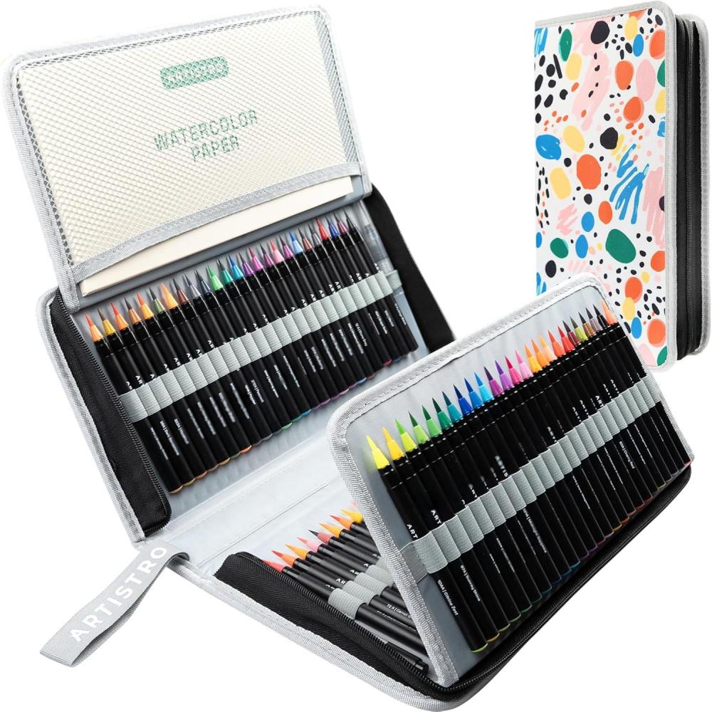 imageARTISTRO 24 Watercolor Markers with Flexible Paint Brush Pens for Pros ampamp Beginners  Consistent Smooth Bright Washable NonToxic Ideal for Coloring Calligraphy ampamp Manga100 Brush Tip