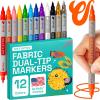 imageARTISTRO 12 Fabric Paint Markers Medium Tip  Easy for All Ages ampamp Levels  Acrylic Paint Pens for Fabric Rocks Paper Wood Canvas Glass DIY12