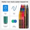 imageARTISTRO 12 Glitter Paint Pens Sparkly and Shiny for Rock Painting Stone Ceramic Glass Wood Fabric Scrapbooking DIY Craft Making Coloring Acrylic Glitter Markers ExtraFine Tip 07mmGlitter