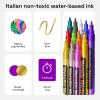 imageARTISTRO 12 Glitter Paint Pens Sparkly and Shiny for Rock Painting Stone Ceramic Glass Wood Fabric Scrapbooking DIY Craft Making Coloring Acrylic Glitter Markers ExtraFine Tip 07mmMetallic