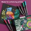 imageARTISTRO 12 Metallic Markers Medium Point Metallic Marker Pens for Wine Glasses Rock Painting Black Paper Scrapbooking Crafts Card Making DIY Photo Album Ceramic24 Metallic Medium Tip