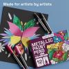imageARTISTRO 12 Metallic Markers Medium Point Metallic Marker Pens for Wine Glasses Rock Painting Black Paper Scrapbooking Crafts Card Making DIY Photo Album Ceramic12 Metallic Medium Tip