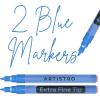 imageARTISTRO 2 White Acrylic Paint Markers  07mm Extra FineTip Paint Pens  Perfect for Crafting Art Projects ampamp MoreBlue