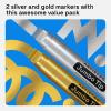 imageARTISTRO 2 White Acrylic Paint Markers  07mm Extra FineTip Paint Pens  Perfect for Crafting Art Projects ampamp MoreGold  Silver
