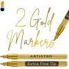 imageARTISTRO 2 White Acrylic Paint Markers  07mm Extra FineTip Paint Pens  Perfect for Crafting Art Projects ampamp MoreGold