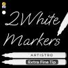 imageARTISTRO 2 White Acrylic Paint Markers  07mm Extra FineTip Paint Pens  Perfect for Crafting Art Projects ampamp MoreWhite