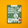 imageARTISTRO 24 DualTip Fabric Markers  Fabric Decorating Kit  Permanent for Clothes  No Bleed Pens for TShirts Bags Textile Canvas and More Brush Tip and Fine Tip12 Dual Tip Brush  Fine