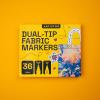 imageARTISTRO 24 DualTip Fabric Markers  Fabric Decorating Kit  Permanent for Clothes  No Bleed Pens for TShirts Bags Textile Canvas and More Brush Tip and Fine Tip36 Dual Tip Brush  Fine