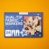 imageARTISTRO 24 DualTip Fabric Markers  Fabric Decorating Kit  Permanent for Clothes  No Bleed Pens for TShirts Bags Textile Canvas and More Brush Tip and Fine Tip24 Dual Tip Brush  Fine