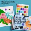 imageARTISTRO 24 Wine Glass Acrylic Paint Markers  Washable NonToxic Dual Tip Acrylic Paint Pens for Car Window Mirror Ceramic24