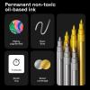 imageARTISTRO 5 OilBased Permanent Paint Markers  Medium Tip Markers for Tire Wood Rock Fabric Glass Ceramic Metal Plastic ampamp More  Quick Dry Waterproof MulticolorGoldSilver