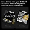 imageARTISTRO 5 OilBased Permanent Paint Markers  Medium Tip Markers for Tire Wood Rock Fabric Glass Ceramic Metal Plastic ampamp More  Quick Dry Waterproof MulticolorGoldSilver