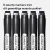imageARTISTRO 5 White Paint Pen for Rock Painting Stone Ceramic Glass Wood Tire Fabric Metal Canvas Set of 5 Acrylic Paint White Marker Waterbased Extrafine TipBlack