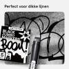 imageARTISTRO 5 White Paint Pen for Rock Painting Stone Ceramic Glass Wood Tire Fabric Metal Canvas Set of 5 Acrylic Paint White Marker Waterbased Extrafine TipBlack
