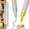 imageARTISTRO 15 Acrylic Paint Pens Art Set Acrylic Paint Markers Fabric Markers for Textile Canvas Rock Glass Wood Paper Pumpkin DIY for Kids and AdultsSilverGold