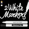 imageARTISTRO 2 White Acrylic Paint Markers  07mm Extra FineTip Paint Pens  Perfect for Crafting Art Projects ampamp MoreWhite