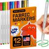 imageARTISTRO 24 Fabric Markers  Fine Tip Fabric Markers Permanent for Clothes  No Bleed Pens for TShirts Bags Textile Canvas and more12 fabric