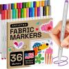 imageARTISTRO 24 Fabric Markers  Fine Tip Fabric Markers Permanent for Clothes  No Bleed Pens for TShirts Bags Textile Canvas and more36 fabric