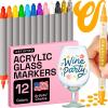 imageARTISTRO 24 Wine Glass Acrylic Paint Markers  Washable NonToxic Dual Tip Acrylic Paint Pens for Car Window Mirror Ceramic12
