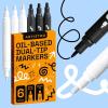 imageARTISTRO 5 OilBased Permanent Paint Markers  Medium Tip Markers for Tire Wood Rock Fabric Glass Ceramic Metal Plastic ampamp More  Quick Dry Waterproof MulticolorBlackWhite