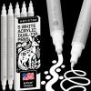 imageARTISTRO 5 White DualTip Acrylic Paint Pens  5mm Dot  1mm Fine Tips  Multisurface Markers for Fabric Glass ampamp More