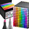 imageAlcohol Dual Tip Markers Set of 60 with No Bleed Ink Bonus Case and Vibrant FadeResistant Colors Art Supplies for Sketching Manga Drawing Adult Coloring Books Card Making Fine ampamp Chisel120 Markers