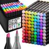 imageAlcohol Dual Tip Markers Set of 60 with No Bleed Ink Bonus Case and Vibrant FadeResistant Colors Art Supplies for Sketching Manga Drawing Adult Coloring Books Card Making Fine ampamp Chisel80 Markers