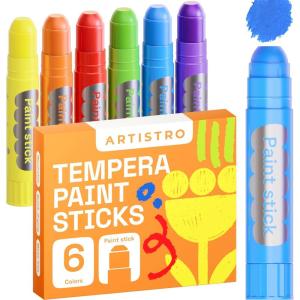 imageARTISTRO 100 Washable Tempera Paint Sticks for Kids  12 Nontoxic Paint Markers for Kids  Color Sticks with Twist Design6 Markers