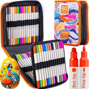 imageARTISTRO 12 Acrylic Paint Pens Fabric Markers for Textile Rock Glass Wood Paper Ceramic Canvas DIY Art Supplies Kit Drawing Markers for Kids and Adults Extra Fine Tip60