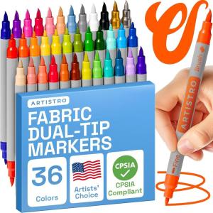 imageARTISTRO 12 Fabric Paint Markers Medium Tip  Easy for All Ages ampamp Levels  Acrylic Paint Pens for Fabric Rocks Paper Wood Canvas Glass DIY36