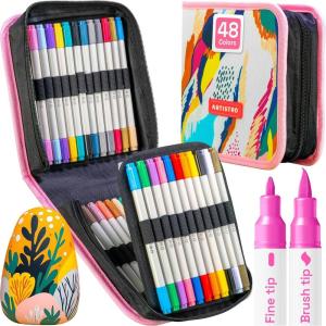 imageARTISTRO 12 Fabric Paint Markers Medium Tip  Easy for All Ages ampamp Levels  Acrylic Paint Pens for Fabric Rocks Paper Wood Canvas Glass DIY48