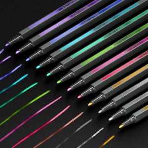 imageARTISTRO 12 Metallic Markers Medium Point Metallic Marker Pens for Wine Glasses Rock Painting Black Paper Scrapbooking Crafts Card Making DIY Photo Album Ceramic12 Metallic Fine Tip
