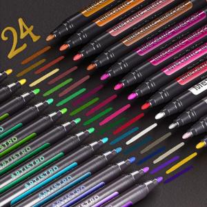 imageARTISTRO 12 Metallic Markers Medium Point Metallic Marker Pens for Wine Glasses Rock Painting Black Paper Scrapbooking Crafts Card Making DIY Photo Album Ceramic24 Metallic Medium Tip