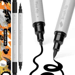 imageARTISTRO 15 Acrylic Paint Pens Art Set Acrylic Paint Markers Fabric Markers for Textile Canvas Rock Glass Wood Paper Pumpkin DIY for Kids and AdultsBlack