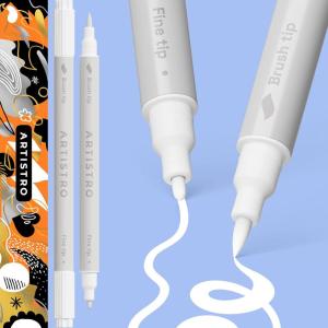imageARTISTRO 15 Acrylic Paint Pens Art Set Acrylic Paint Markers Fabric Markers for Textile Canvas Rock Glass Wood Paper Pumpkin DIY for Kids and AdultsWhite