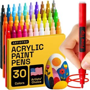 imageARTISTRO 24 Wine Glass Acrylic Paint Markers  Washable NonToxic Dual Tip Acrylic Paint Pens for Car Window Mirror Ceramic30