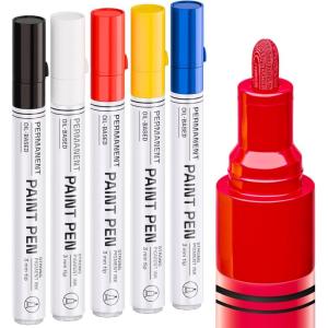 imageARTISTRO 5 OilBased Permanent Paint Markers  Medium Tip Markers for Tire Wood Rock Fabric Glass Ceramic Metal Plastic ampamp More  Quick Dry Waterproof MulticolorMulticolor