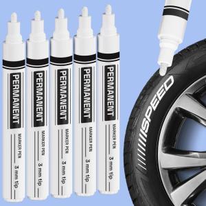 imageARTISTRO 5 OilBased Permanent Paint Markers  Medium Tip Markers for Tire Wood Rock Fabric Glass Ceramic Metal Plastic ampamp More  Quick Dry Waterproof MulticolorWhite
